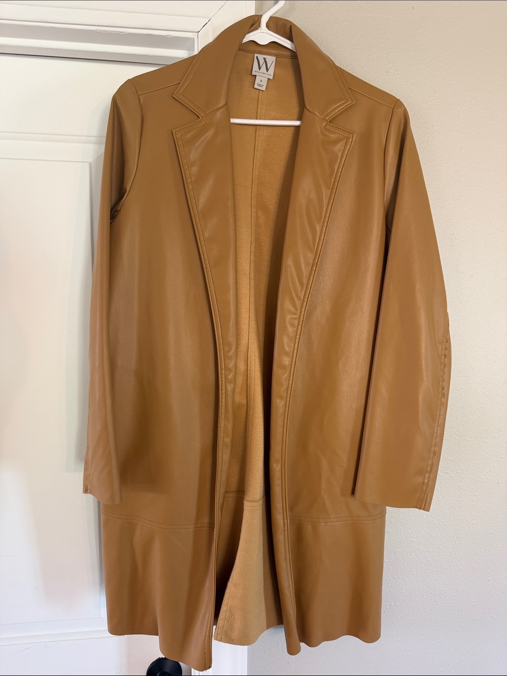 Women’s Worthington Camel Faux Leather Open-Front Trench Coat